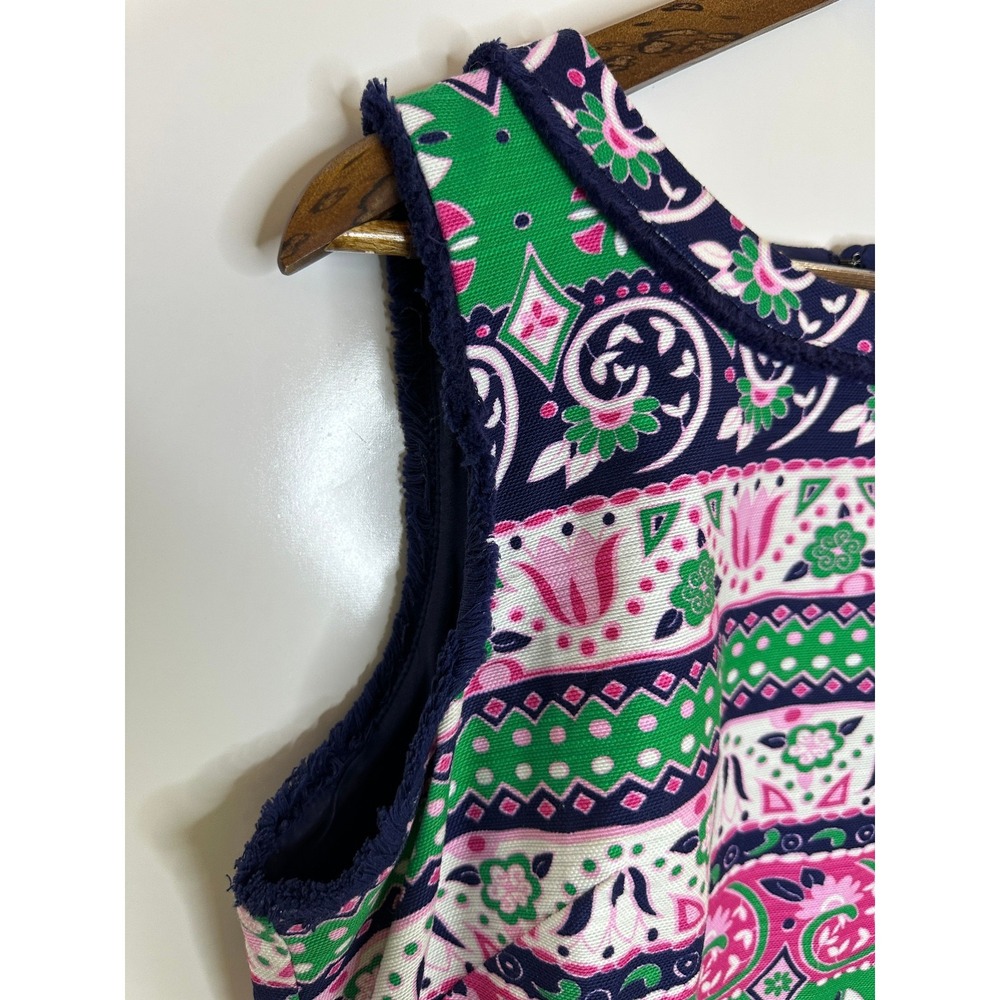 Talbots Fringed Sheath Dress Sleeveless Colorful Printed Plus Size 16P 16 Petite - Picture 5 of 16